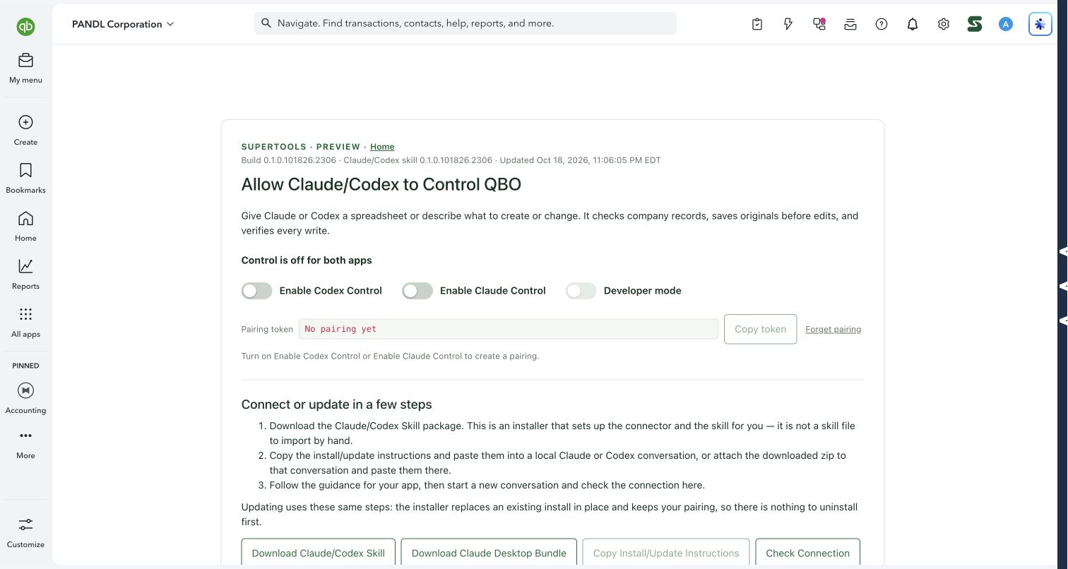 Allow Claude/Codex to Control QBO in QuickBooks Online