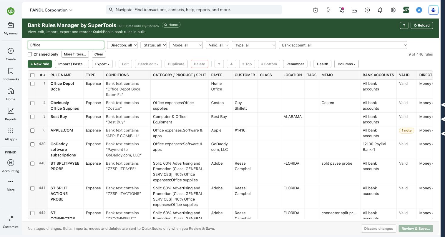 Bank Rules Manager in QuickBooks Online