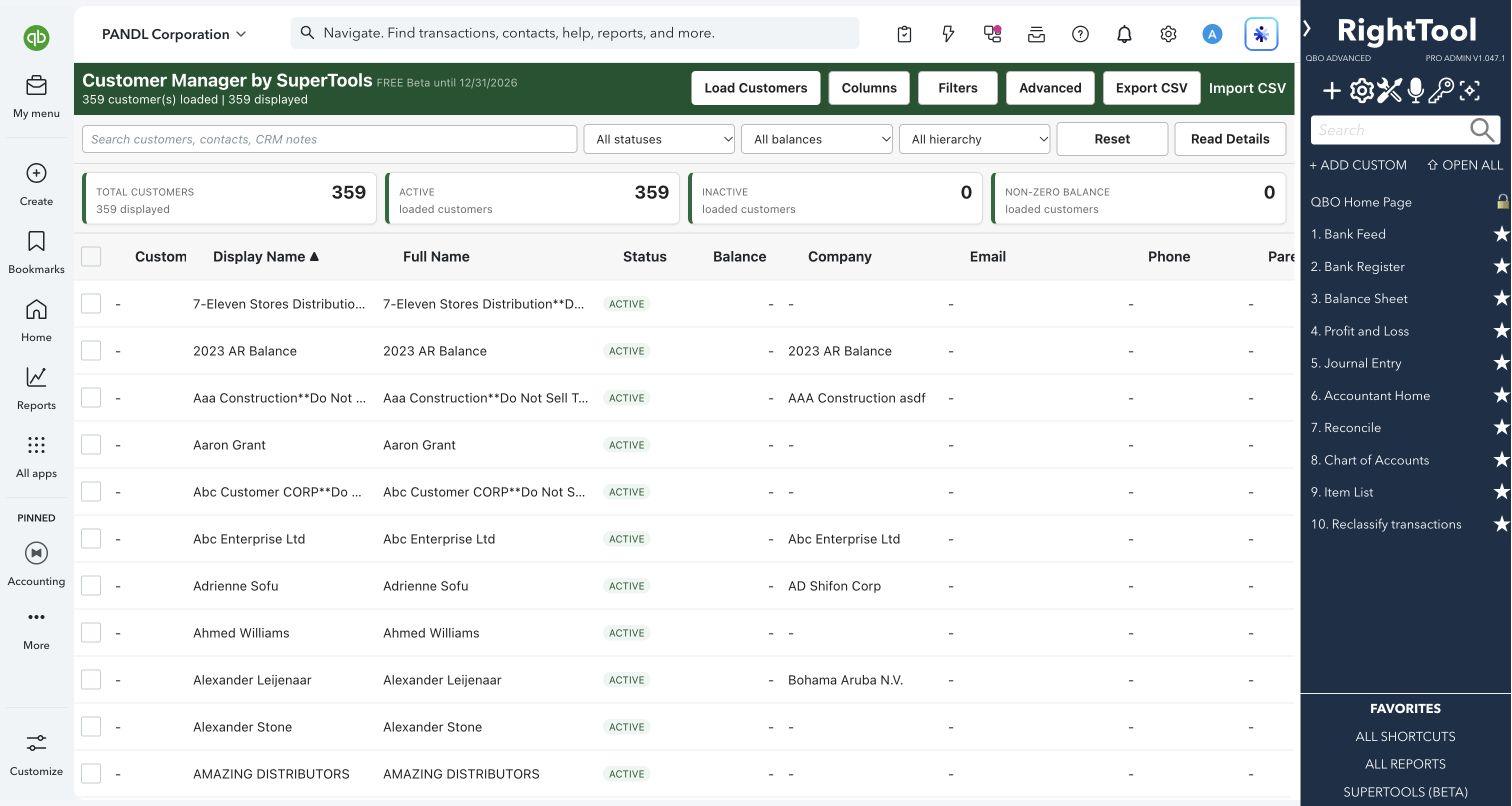 Customer directory and CRM columns