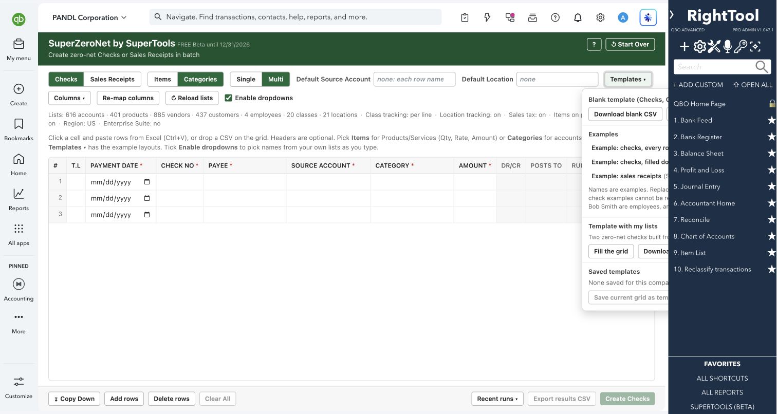 Example layouts and company-based zero-net templates